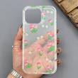 قاب گوشی iPhone 16 Pro Max آیفون شفاف پشت طلقی شیشه‌ای دور ژله ای طرح گل لاله 