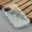قاب گوشی iPhone 16 Pro Max آیفون شفاف پشت طلقی شیشه‌ای دور ژله ای طرح گل آبی کد 1002621