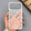 قاب گوشی iPhone 17 Pro Max آیفون شفاف پشت طلقی شیشه‌ای دور ژله ای طرح گل لاله