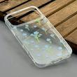 قاب گوشی iPhone 17 Pro Max آیفون شفاف پشت طلقی شیشه‌ای دور ژله ای طرح گل آبی کد 1002627