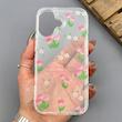قاب گوشی iPhone 17 آیفون شفاف پشت طلقی شیشه‌ای دور ژله ای طرح گل لاله 