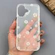 قاب گوشی iPhone 17 آیفون شفاف پشت طلقی شیشه‌ای دور ژله ای طرح گل بابونه 