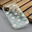 قاب گوشی iPhone 17 آیفون شفاف پشت طلقی شیشه‌ای دور ژله ای طرح گل آبی کد 1002636