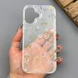 قاب گوشی iPhone 17 آیفون شفاف پشت طلقی شیشه‌ای دور ژله ای طرح گل