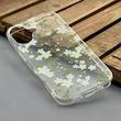 قاب گوشی iPhone 17 آیفون شفاف پشت طلقی شیشه‌ای دور ژله ای طرح گل سفید کد 1002640