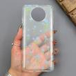 قاب گوشی Poco X3 - Poco X3 Pro شیائومی شفاف پشت طلقی شیشه‌ای دور ژله ای طرح گل آبی