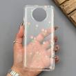 قاب گوشی Poco X3 - Poco X3 Pro شیائومی شفاف پشت طلقی شیشه‌ای دور ژله ای طرح گل لاله