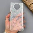 قاب گوشی Poco X3 - Poco X3 Pro شیائومی شفاف پشت طلقی شیشه‌ای دور ژله ای طرح گل صورتی