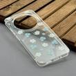 قاب گوشی Redmi 14C - Poco C75 - Redmi A4 شیائومی شفاف پشت طلقی شیشه‌ای دور ژله ای طرح گل آبی کد 1002661