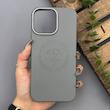 قاب گوشی iPhone 16 Pro Max آیفون لدر دیزاین پولو Leather Design Polo طوسی