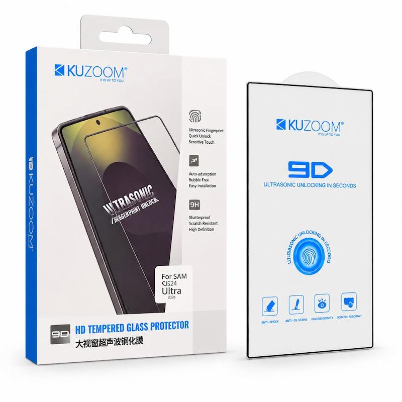 گلس گوشی Galaxy S24 Ultra سامسونگ شیشه ای کوزوم KUZOOM سری HD 9D UltraSonic Glass اورجینال کد 181367
