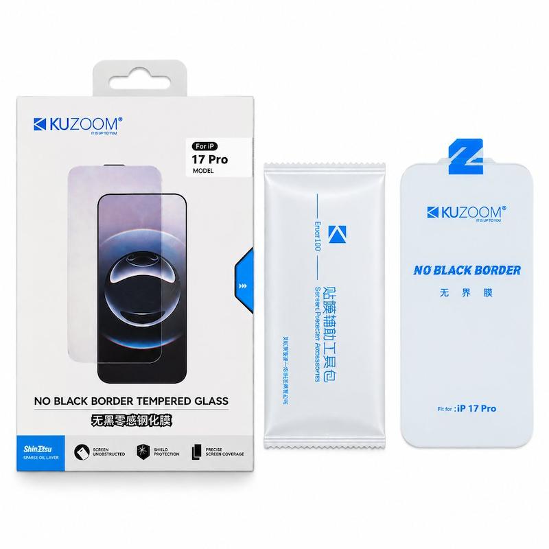 گلس گوشی iPhone 17 Pro آیفون شیشه ای بدون حاشیه کوزوم KUZOOM سری No Black Border Glass اورجینال کد 181368