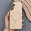 قاب گوشی Galaxy A14 سامسونگ PVD CASE مات دور سیلیکونی طرح مگ‌سیف محافظ لنزدار قهوه ای 