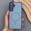 قاب گوشی Galaxy A16 سامسونگ PVD CASE مات دور سیلیکونی طرح مگ‌سیف محافظ لنزدار سرمه ای