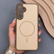 قاب گوشی Galaxy A16 سامسونگ PVD CASE مات دور سیلیکونی طرح مگ‌سیف محافظ لنزدار قهوه ای