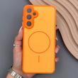 قاب گوشی Galaxy A16 سامسونگ PVD CASE مات دور سیلیکونی طرح مگ‌سیف محافظ لنزدار نارنجی