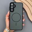 قاب گوشی Galaxy A16 سامسونگ PVD CASE مات دور سیلیکونی طرح مگ‌سیف محافظ لنزدار مشکی