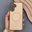 قاب گوشی Galaxy A17 سامسونگ PVD CASE مات دور سیلیکونی طرح مگ‌سیف محافظ لنزدار قهوه ای