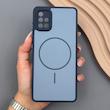 قاب گوشی Galaxy A51 سامسونگ PVD CASE مات دور سیلیکونی طرح مگ‌سیف محافظ لنزدار سرمه ای