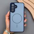 قاب گوشی Galaxy A56 سامسونگ PVD CASE مات دور سیلیکونی طرح مگ‌سیف محافظ لنزدار سرمه ای 