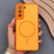 قاب گوشی Galaxy S21 FE سامسونگ PVD CASE مات دور سیلیکونی طرح مگ‌سیف محافظ لنزدار نارنجی 