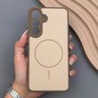 قاب گوشی Galaxy S25 FE سامسونگ PVD CASE مات دور سیلیکونی طرح مگ‌سیف محافظ لنزدار قهوه ای