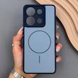 قاب گوشی Redmi Note 13 4G شیائومی PVD CASE مات دور سیلیکونی طرح مگ‌سیف محافظ لنزدار سرمه ای