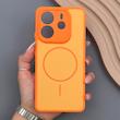 قاب گوشی Redmi Note 14 4G شیائومی PVD CASE مات دور سیلیکونی طرح مگ‌سیف محافظ لنزدار نارنجی