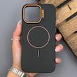 قاب گوشی iPhone 15 Pro Max آیفون سیلیکونی SOFT پشت مات مگ سیف‌دار اصلی دکمه برجسته CASE مشکی