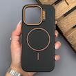 قاب گوشی iPhone 16 Pro آیفون سیلیکونی SOFT پشت مات مگ سیف‌دار اصلی دکمه برجسته CASE مشکی