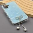 قاب گوشی iPhone 16 آیفون پاپیونی آویز مرواریدی نگین‌دار پشت سخت طرح فانتزی کد E20-169782