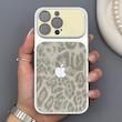 قاب گوشی iPhone 13 Pro آیفون پلنگی محافظ لنزدار شیشه ای کرم-طوسی