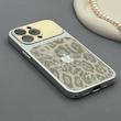 قاب گوشی iPhone 13 Pro آیفون پلنگی محافظ لنزدار شیشه ای کرم-طوسی کد 1002287