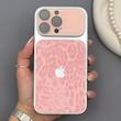 قاب گوشی iPhone 14 Pro Max آیفون پلنگی محافظ لنزدار شیشه ای صورتی