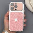 قاب گوشی iPhone 16 Pro آیفون پلنگی محافظ لنزدار شیشه ای صورتی