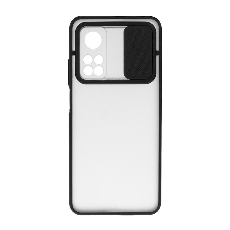 قاب گوشی Mi 10T - Mi 10T Pro شیائومی طرح پشت مات محافظ لنز دار کشویی مشکی