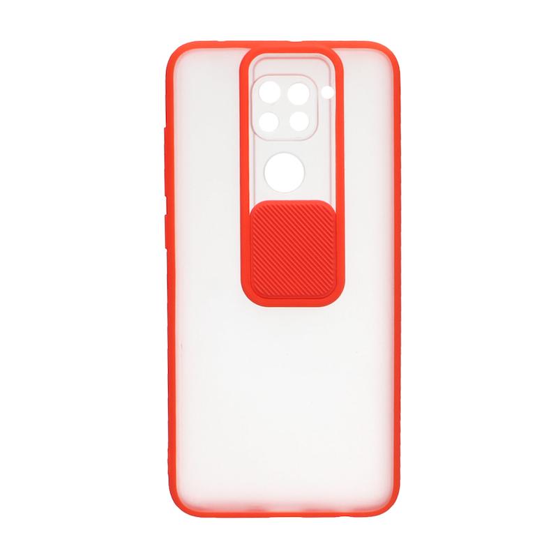 قاب گوشی Redmi Note 9 - Redmi 10X شیائومی طرح پشت مات محافظ لنز دار کشویی قرمز
