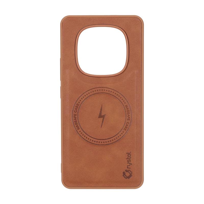قاب گوشی Redmi Note 15 4G - Poco M8 5G شیائومی چرمی مگ سیف دار کلاسیک کریستال Crystal سخت HARD قهوه ای