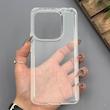 قاب گوشی Redmi Note 14 4G شیائومی شفاف Armor پشت طلقی شیشه‌ای با فریم TPU و دکمه کرومی