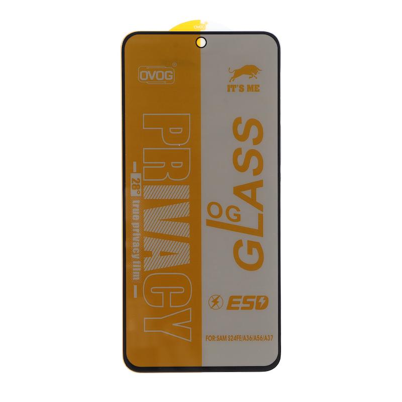 گلس گوشی Galaxy S24 FE - A36 - A56 - A37 سامسونگ شیشه ای OG GLASS OVOG مدل پرایوسی Privacy سری ESD اورجینال