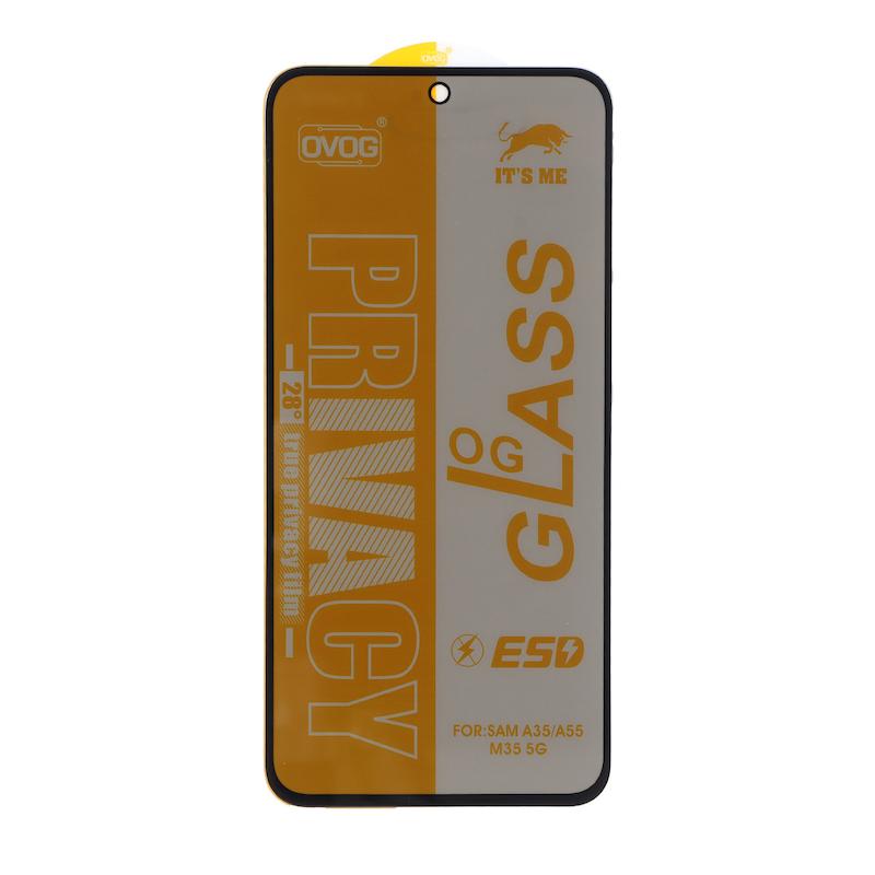 گلس گوشی Galaxy A35 - A55 - M35 سامسونگ شیشه ای OG GLASS OVOG مدل پرایوسی Privacy سری ESD اورجینال