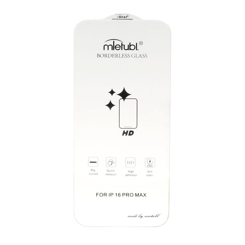 گلس گوشی iPhone 16 Pro Max آیفون شیشه ای بدون حاشیه Mietubl 3D Large Arc HD BorderLess ESD ANTI STATIC اورجینال