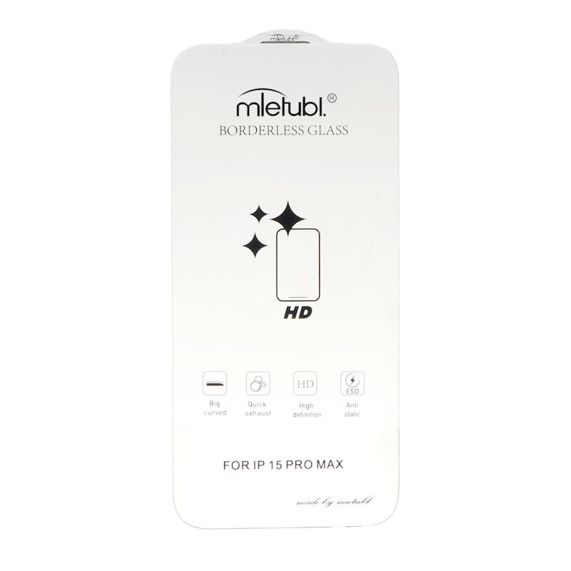 گلس گوشی iPhone 15 Pro Max آیفون شیشه ای بدون حاشیه Mietubl 3D Large Arc HD BorderLess ESD ANTI STATIC اورجینال