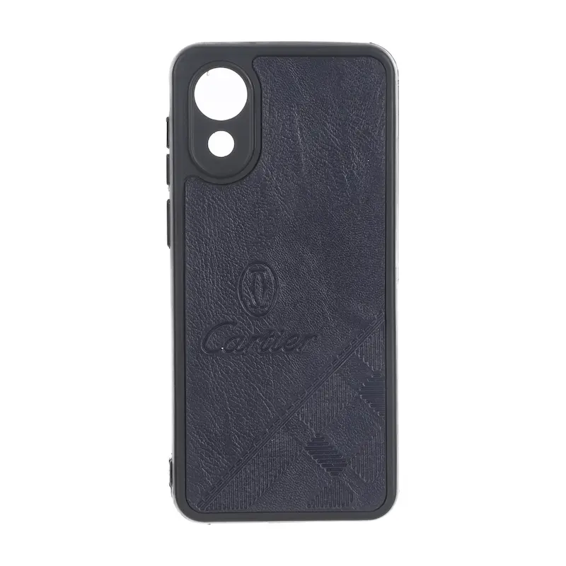 قاب گوشی Galaxy A03 Core سامسونگ چرمی Cartier محافظ لنزدار سرمه ای