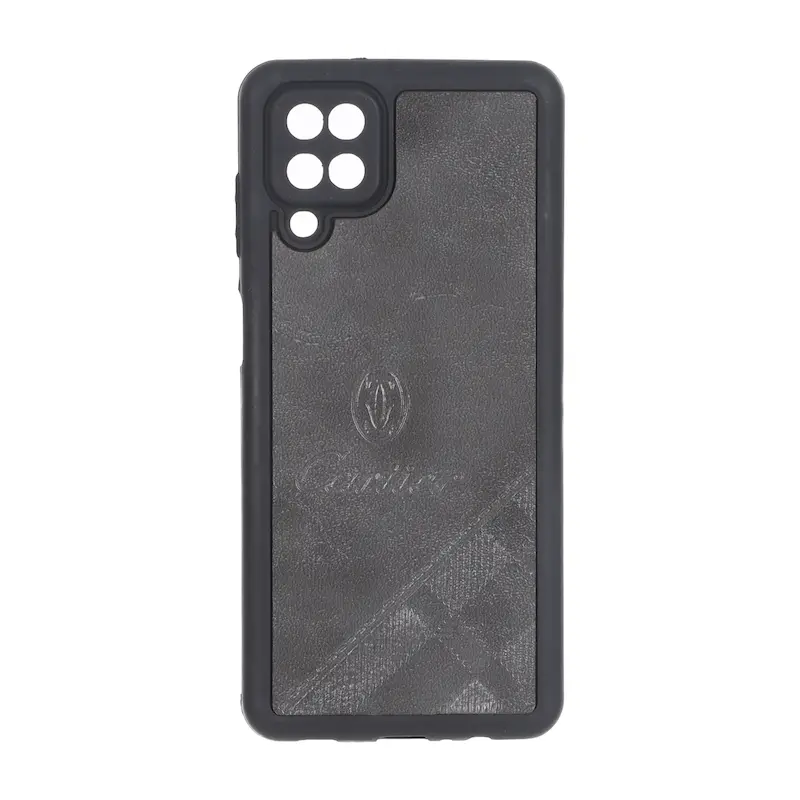 قاب گوشی Galaxy A12 - M12 سامسونگ چرمی Cartier محافظ لنزدار خاکستری