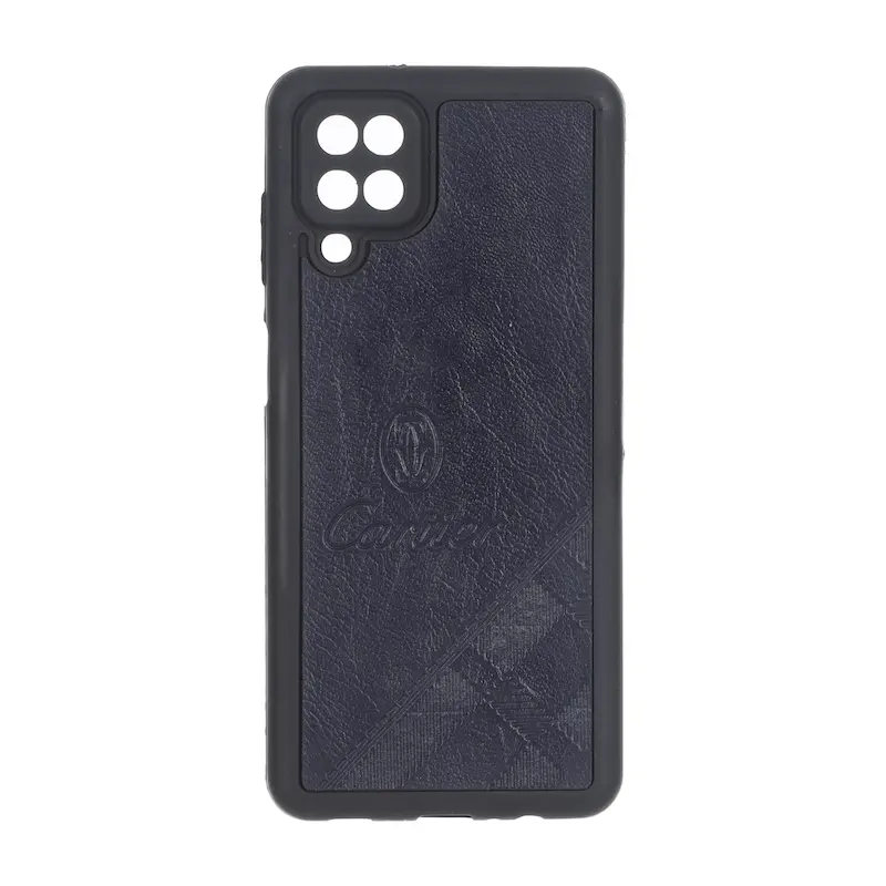 قاب گوشی Galaxy A12 - M12 سامسونگ چرمی Cartier محافظ لنزدار سرمه ای