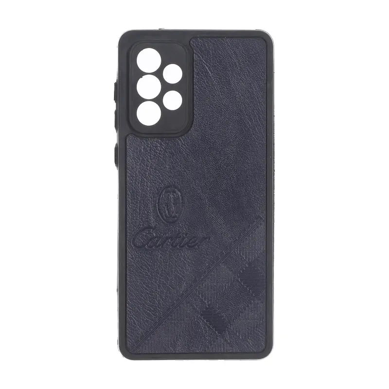 قاب گوشی Galaxy A73 سامسونگ چرمی Cartier محافظ لنزدار سرمه ای