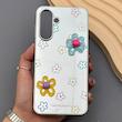 قاب گوشی Galaxy A17 سامسونگ آینه ای فانتزی عروسکی دور نقره ای برجسته کیوت