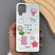 قاب گوشی Galaxy A12 - M12 سامسونگ آینه ای فانتزی عروسکی دور نقره ای برجسته کیوت