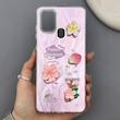 قاب گوشی Galaxy A21S سامسونگ لیزری فانتزی گل برجسته لیلیوم لاکچری TPU رنگ صورتی